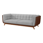 Sofá 2 Lugares 200cm Coin Courino Marrom | Linho Cinza Claro